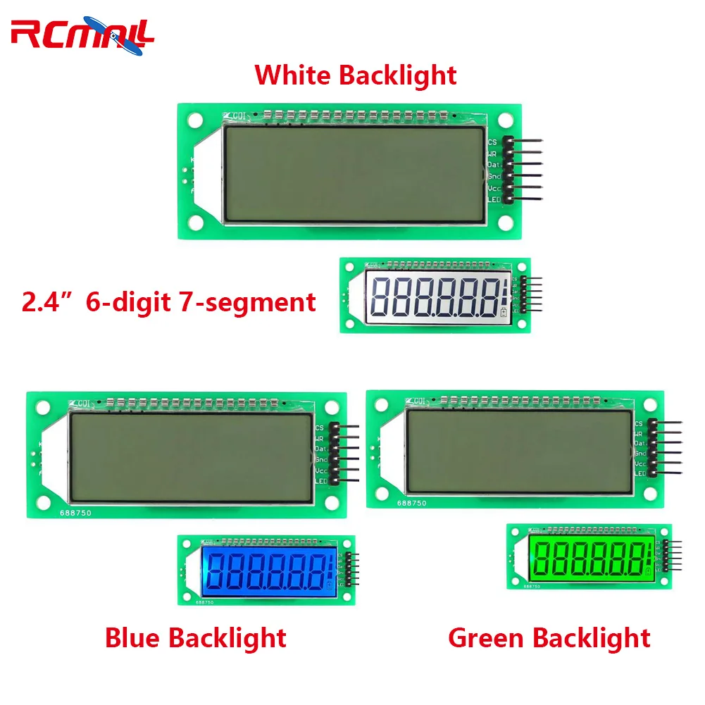 

1PC 2.4” 6-Digit 7 Segment LCD Display Module with White/Blue/Green Backlight for Arduino OPEN-SMART