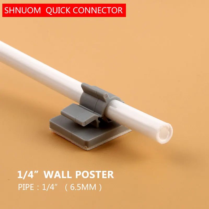 Abrazadera adhesiva de pared para tubería de PE de 1/4 pulgadas, conector rápido RO de asiento fijo, diámetro de 6,5mm, piezas de sistema de filtro de ajuste con pegamento trasero