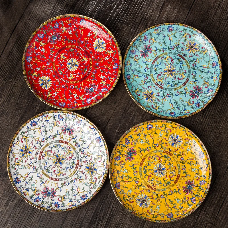 Hand-Painted Enamel 6-Inch Bone China 1 Piece Porcelain Dinner Plate Home Chinese Retro Tableware Ceramic Dish For Snacks Tray | Дом и сад