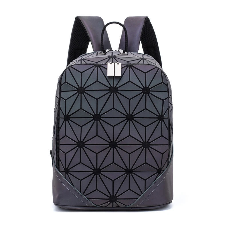 

2019 New Women Backpack Luminous Geometric Plaid Men Backpacks For Teenage Girls Bagpack Bag Holographic Backpack School Mochila