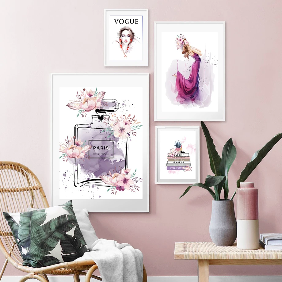 

Vogue Girl Canvas Painting Vintage Fashion Art Posters And Prints Nordic Style Scandinavian Decor Wall Art Picture For Bedroom