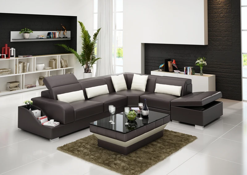 Современная мебель для гостиной l-образный кожаный диван с шезлонгом