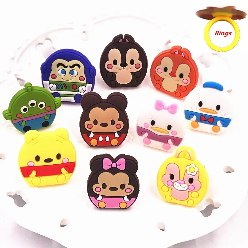 

1PCS Animal Icon Cartoon Winnie Alien Mickey New Design PVC Soft Finger Rings Kids Cosplay Party Gifts Cute Jewelry Accessories