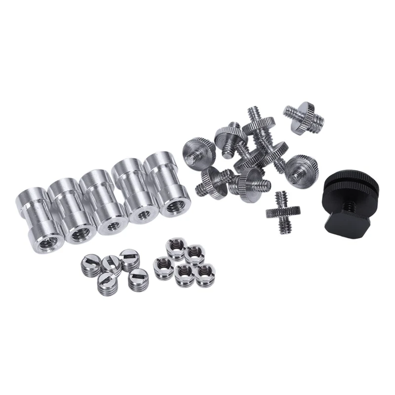 

26 Pieces 1/4 Inch And 3/8 Inch Converter Female Male Threaded Screws Adapter Mount Set For Camera/Tripod/ Monopod/Ballhead/ Lig