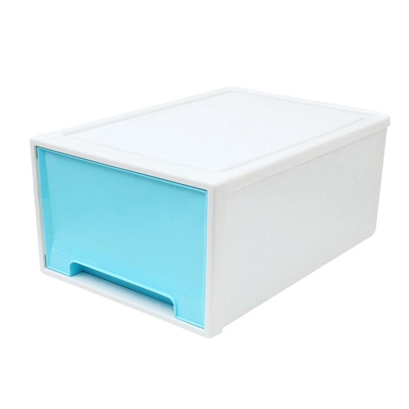 Пластиковый ящик типа чехол для хранения шкаф ящик для обуви и одежды коробка WXV - Цвет: blue
