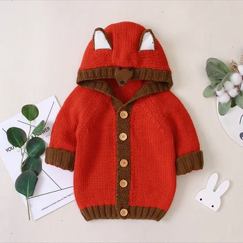 

0-3T Toddler Kid baby Girl Clothes Autumn Winter Warm Knitted Sweater Long Sleeve Hooded Cardigan Sweater Knitwear Cute Outfit