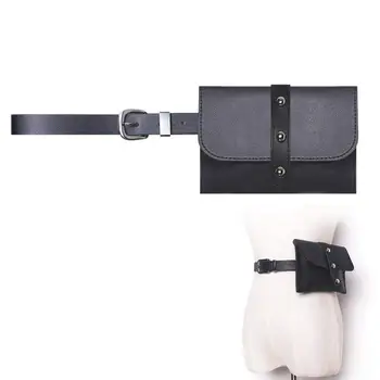 

Women Leather Vertical Rivets Fanny Pack,Removable Belt With MINI Purse Travel Cell Phone Bag