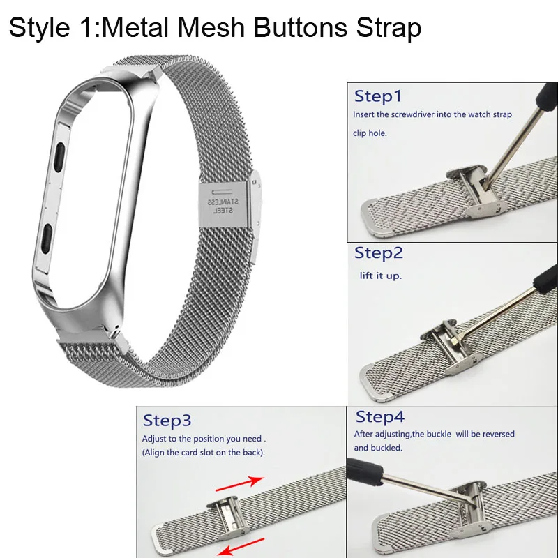 For Xiaomi Mi Band 4 Bracelet Strap Stainless Steel Wristband Miband 4 Elastic Wriststrap