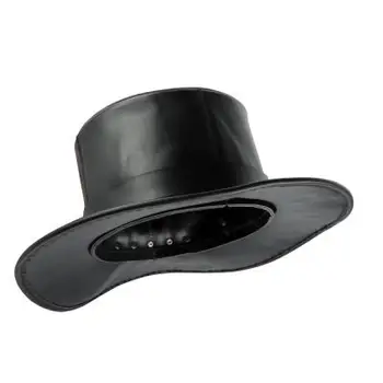 

Black Punk Leather Hat Magic Gentleman Hat Beak Doctor Accessories Leather PU Show Hat