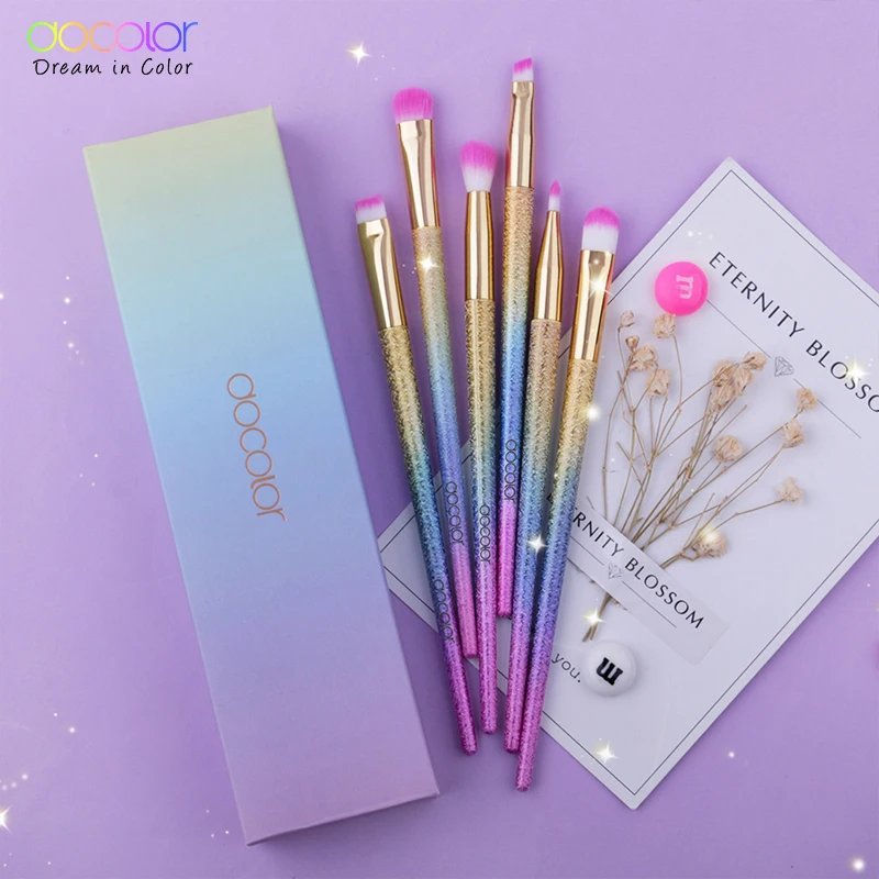 Набор профессиональных кистей для макияжа Docolor, 6 шт., кисть для растушевки теней для глаз, подводка для глаз, кисть для бровей, кисти для макияжа, инструменты