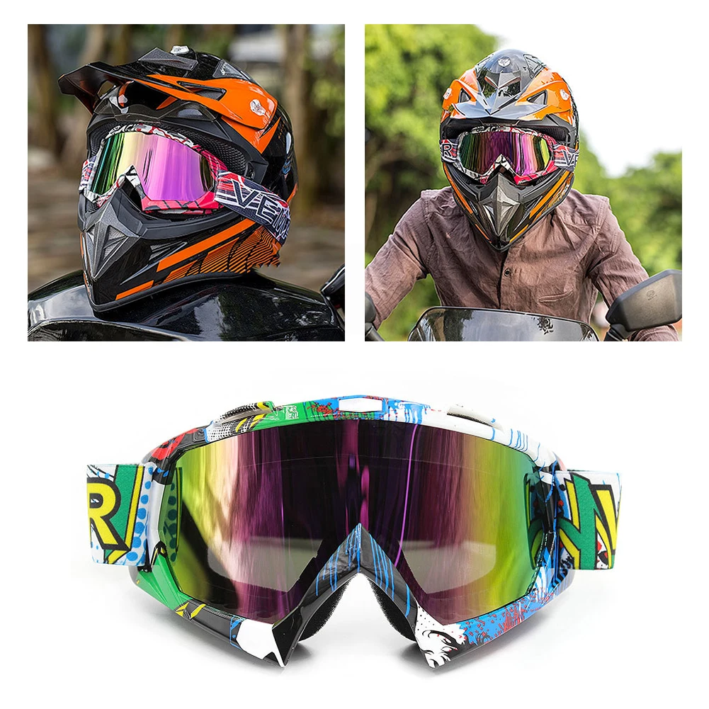 Motorcycle Goggles ATV Dirt Bike Off Road Racing Anti-Scratch Dust Proof Bendable UV Resistant Eyewear with Adjustable Strap