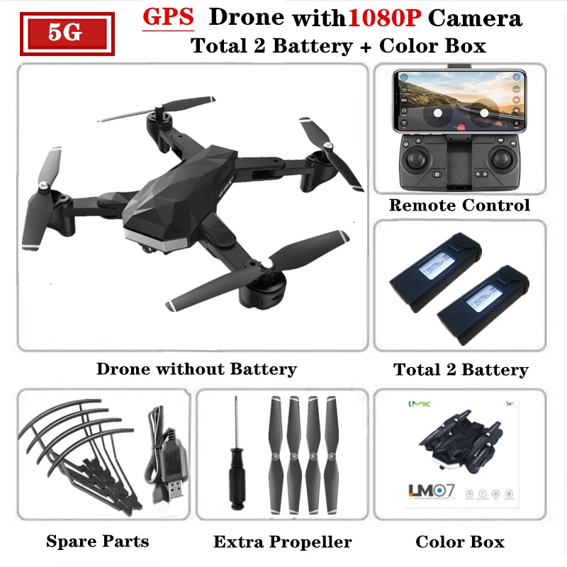 C53 gps Радиоуправляемый Дрон Квадрокоптер с 5G Wi-Fi 1080P HD камера Вертолет высота удержания складной слежения за мной Квадрокоптер VS XS812 SG907 - Цвет: 5G-Color Box-2