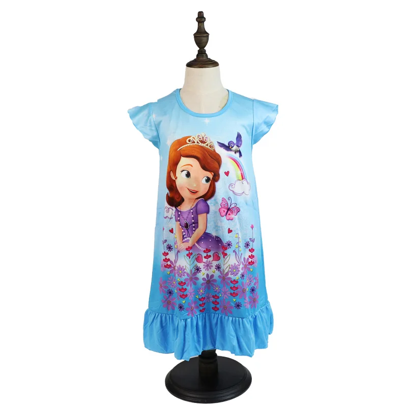 Disney Snow White Princess Dress Girl Summer Clothing Kids Frozen 2 Elsa Children Minnie Mouse Rapunzel Cinderella Jasmine Sofia cute baby sleepwear Sleepwear & Robes