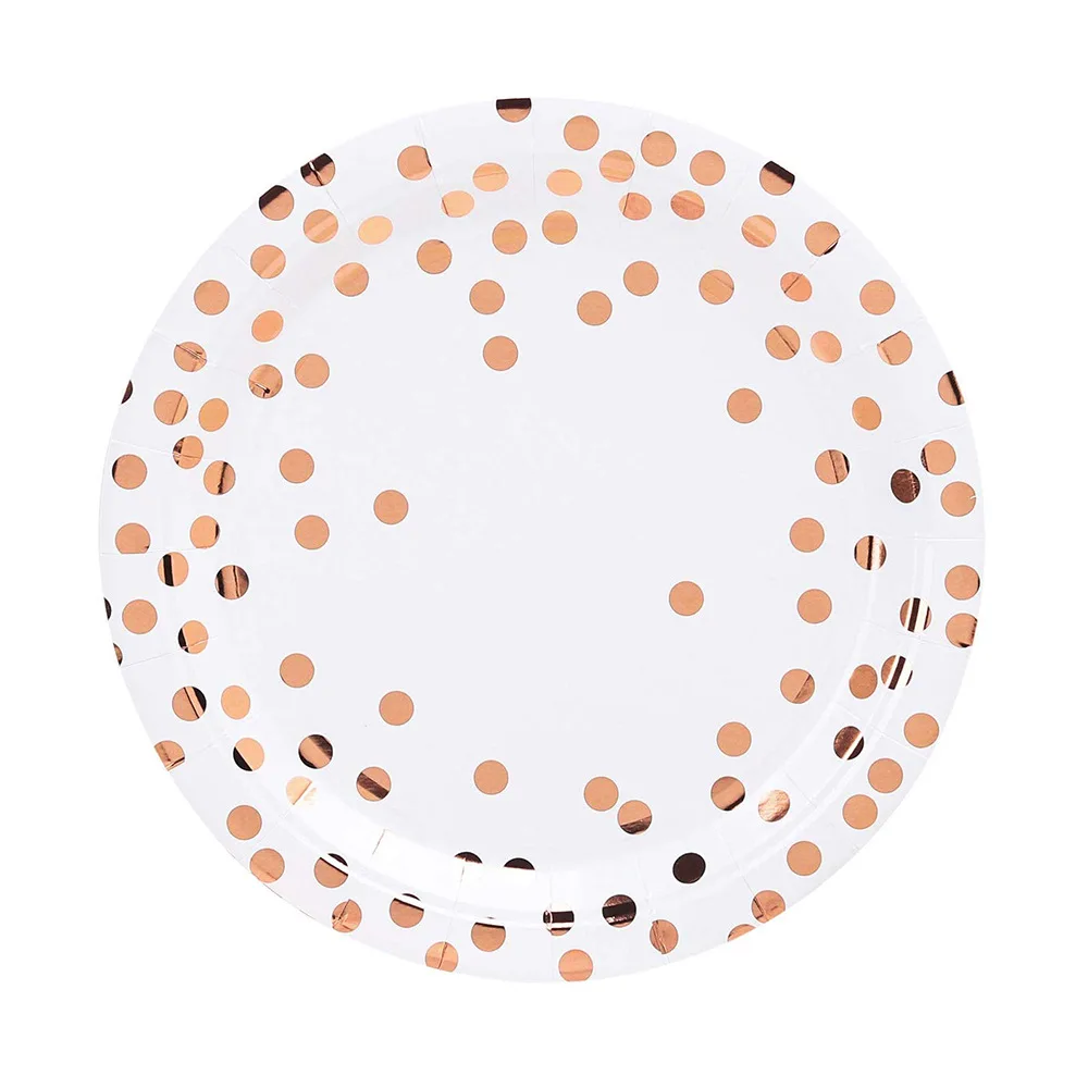 Набор одноразовых столовых приборов с золотым рисунком в горошек женский набор