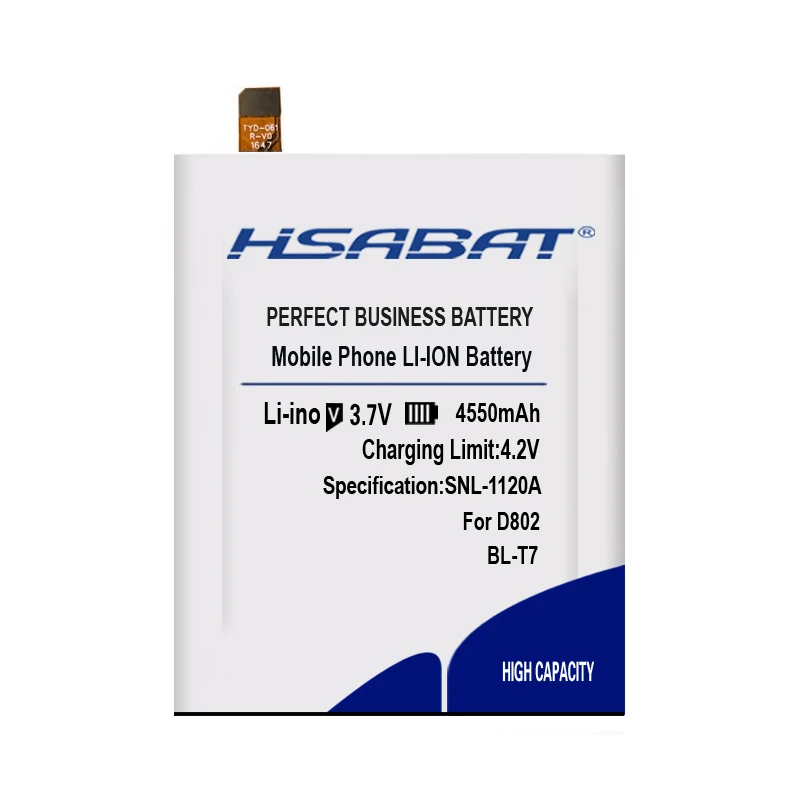HSABAT BL-T7 Батарея 4550 мА/ч, для lg Optimus G2 D802 D803 4 аппарат не привязан к оператору сотовой связи D800 D801 LS980 Батарея BLT7 BL T7 для lg T7 Батарея