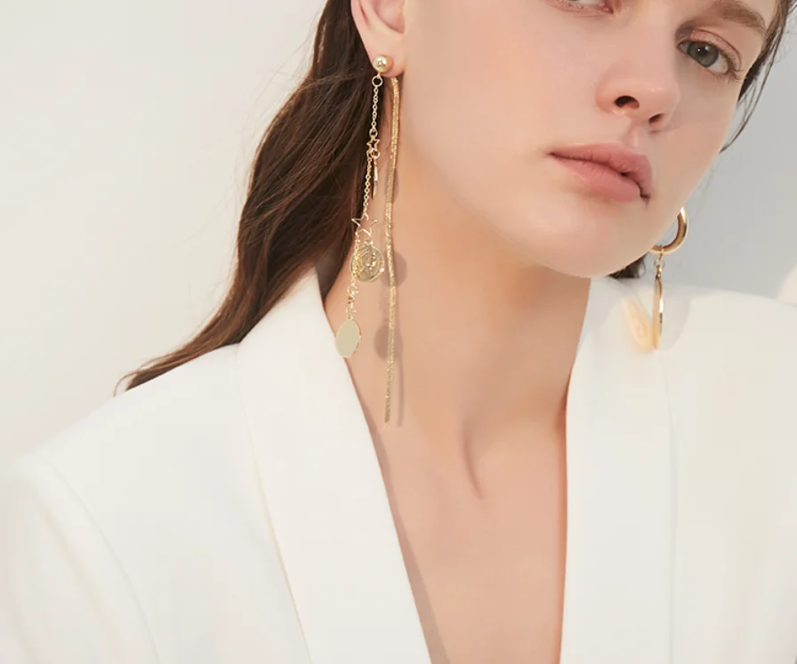 2023 trend Vintage 925 Silver Needle Asymmetric Rewind Coin Simple Earrings for women Fashion Jewelry