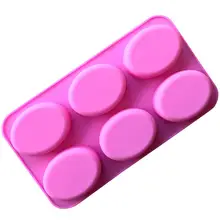 6-Hole DIY Baking Mold Large Ellipse Silicone Mold for Handmade Soap Cake Making Ice Cube Mould