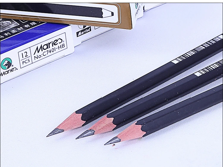 Надписью «Marie» карандаши для рисования 12 шт./кор. 2H HB B 2B 3B 4B 5B 6B 7B 8B угля/средний/жесткий диск/специальный мягкий карандаш эскиз канцелярских товаров