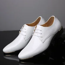 Size38-48 мужские официальные кожаные туфли из лакированной кожи Мужская классическая Свадебная модельная обувь заостренная официальная Белая обувь для мужчин, Дерби, Homme Cuir