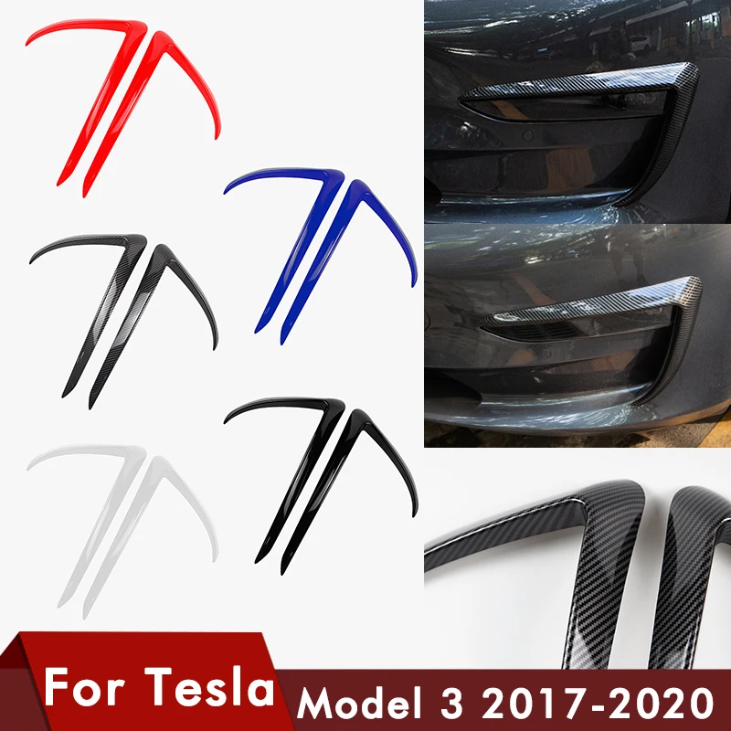 

Front Blade Trim For Tesla Model 3 Accessories ABS Carbon Fibre Black White Car Accessories Model3 Model Three 2017- 2020