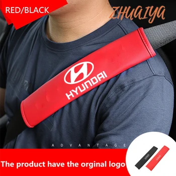 

2 Pcs/Set NEW Car Styling PU material Safety Belt Cover Seat Shoulder Pad Accessories For logo i20 i30 i35 iX35