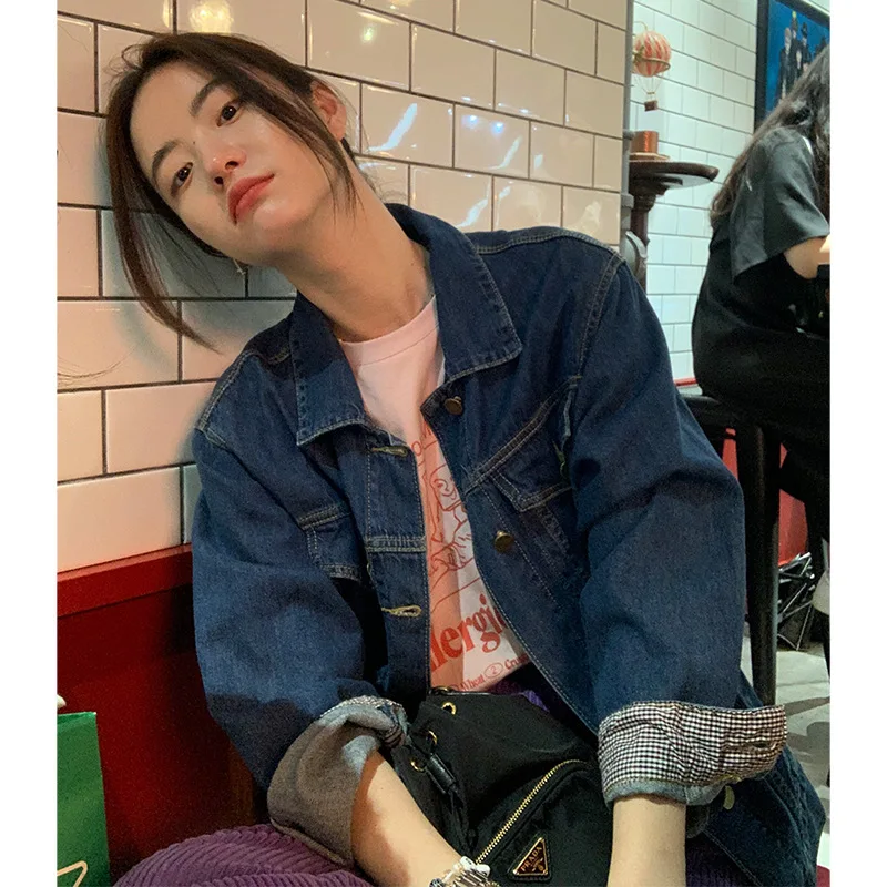 

101 Autumn Women Vintage Denim Jackets Korean Fashion Streetwear Leisure Bf Thin Loose Female Basic Solid Color Short Coat Tops