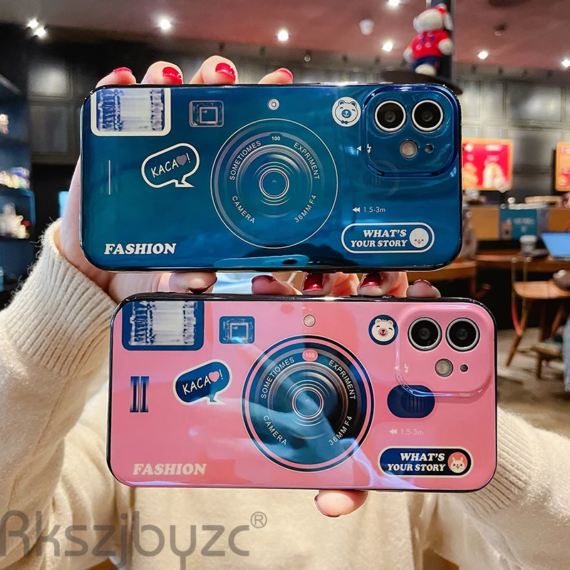 Чехол для IPhone 12 11 Pro 12Mini 5 5S 6 6S 7 8 Plus X Xs Max XR SE 2020 мягкий чехол телефона с 3d камерой Blue