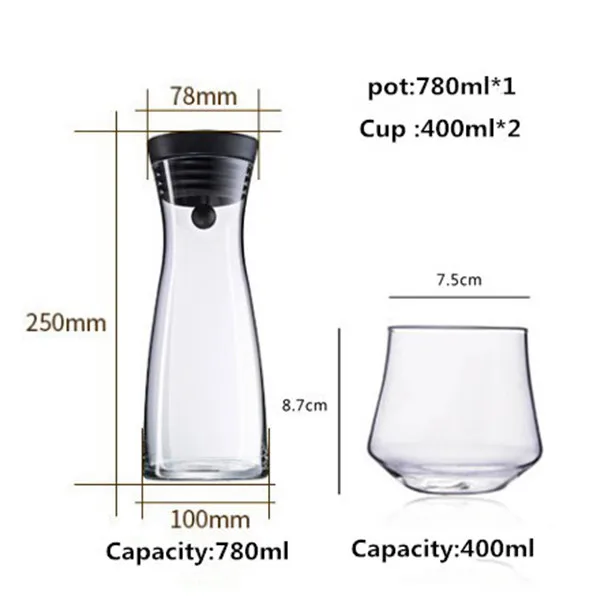 780ml Suit Профессиональный 304 фильтр из нержавеющей стали, немецкий дизайн, крутой чайник, стеклянный графин, Диспенсер, кувшин, термостойкий, газированная вода, горшок - Цвет: 780ml Suit