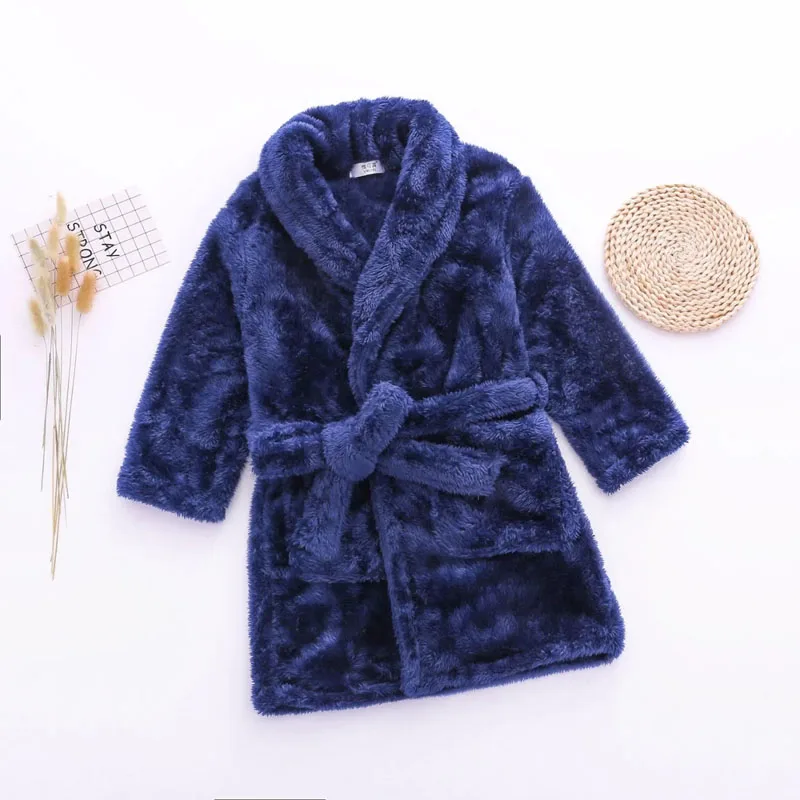 Children's Nightgown Boys Girls Children's Flannel Bathrobes Extended Bathrobes Thickened Pajamas Home Clothes