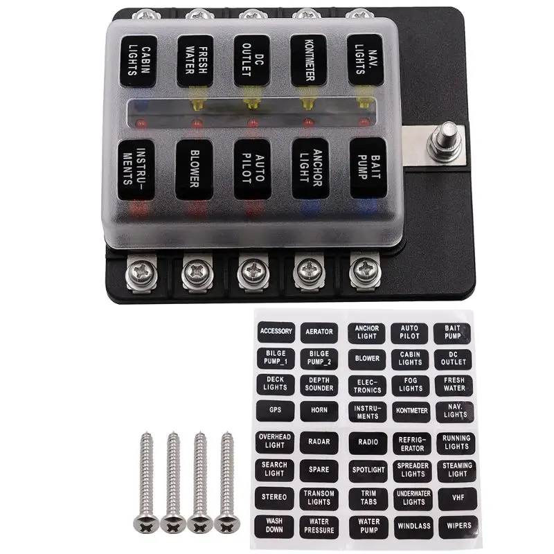 

Factory car room travel 1 in 10 out fuse box seat screw connection kit modified accessories 12-36v