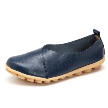 

Handmade Leather Women plus size Sewing Flats Moccasins Loafers ballet flats women Comfortable soft Casual Shoes