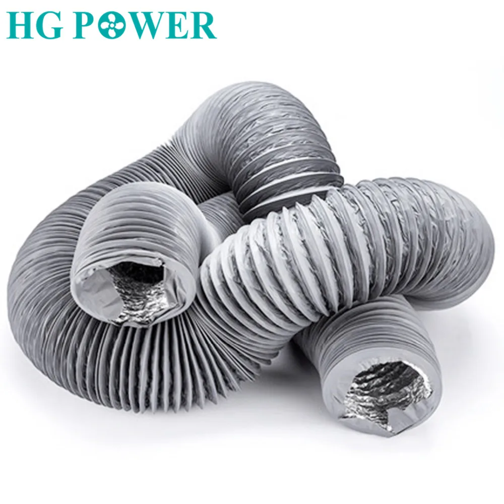 5m 4inch Aluminium Inline Duct Fan Air Duct Hose Flexible PVC Round Ducting for Extractor Fan Air Conditioner  Ventilation Pipe
