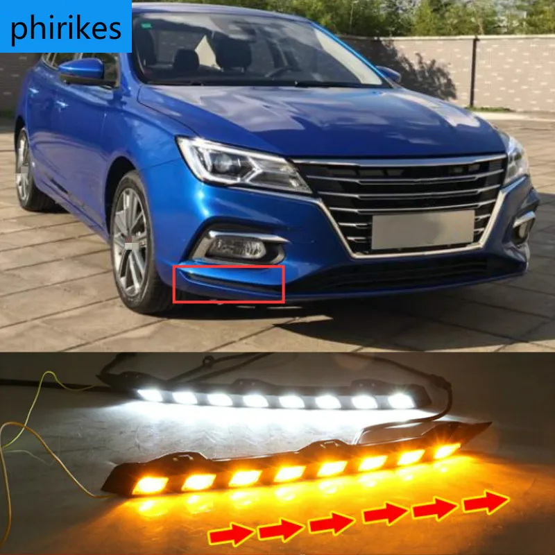 

Светодиодный налобный фонарь для Roewe i5, противотумансветильник фары, динамический автомобильный бампер, фары для Roewe i5, дневсветильник 2019 ~ 2021y DRL, автомобильные аксессуары