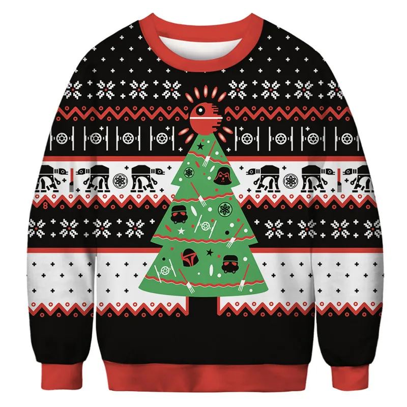 Ugly Christmas Sweater Mens Womens Holiday Sweatshirt 3D Funny Print Autumn Winter Jumpers Tops Pullover Xmas Clothing | Мужская одежда