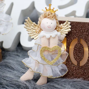 

2Pcs Merry Christmas Decorations for Home Xmas Gifts 2020 Christmas Tree Ornaments New Year 2021 Angel Pendant Dolls for Table