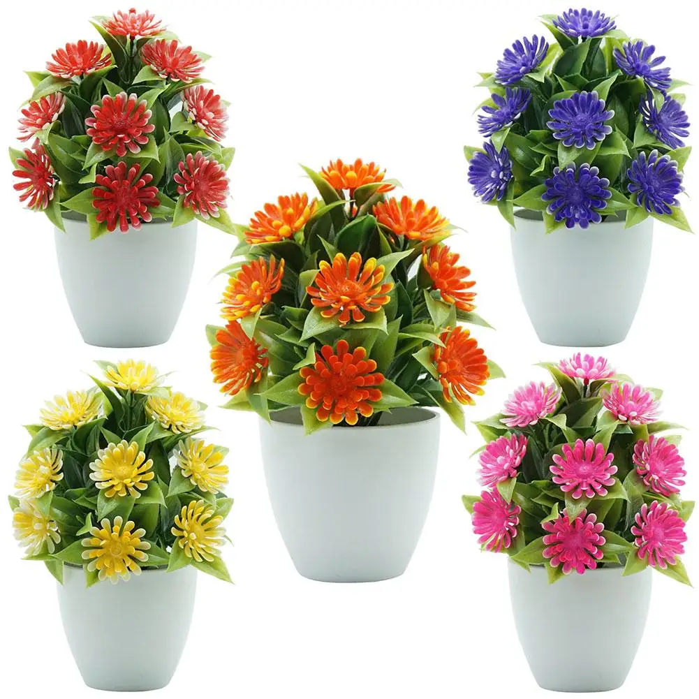 

New Desktop Fake plants Bonsai Artificial flower Potted set Plastic vase Fake flower wedding Christmas decoration for home gift