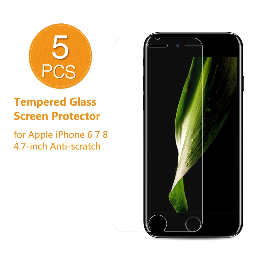 5PCS Full Coverage Protective Tempered Glass Film Phone Screen Protector for Apple iPhone 6 6S 7 8 4.7-inch Anti-scratch - Цвет: 5 pieces