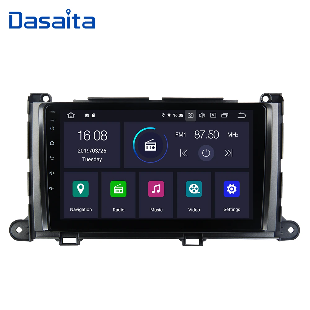 Flash Deal Dasaita 9" 1din Car Radio Android 9.0 for Toyota Sienna XL30 Multimedia 2010 2011 2012 2013 2014 Built-in GPS 4K 1080P 1