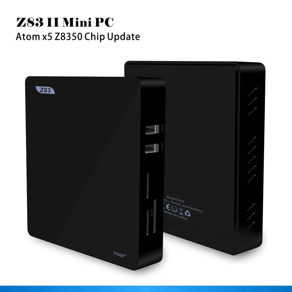 Z83 II Mini PC Bluetooth Low Power 4G+64G Processor Office Portable Multi Language Easy Install High Efficiency Home Black WIFI