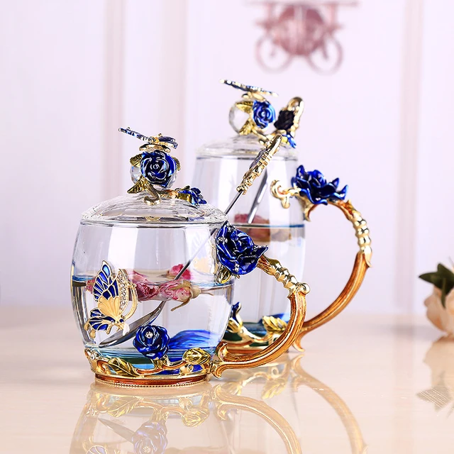 $US $5.53 Enamel Color Coffee /Tea Cup Glass Chinese Tea Cup Coffee Mugs Creative Heat-Resistant Glass Cups S