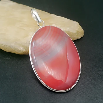 

Huge Oval Elegant BotswanaAgate 925 Sterling Silver Color Charms Necklaces Pendants 75mm H520