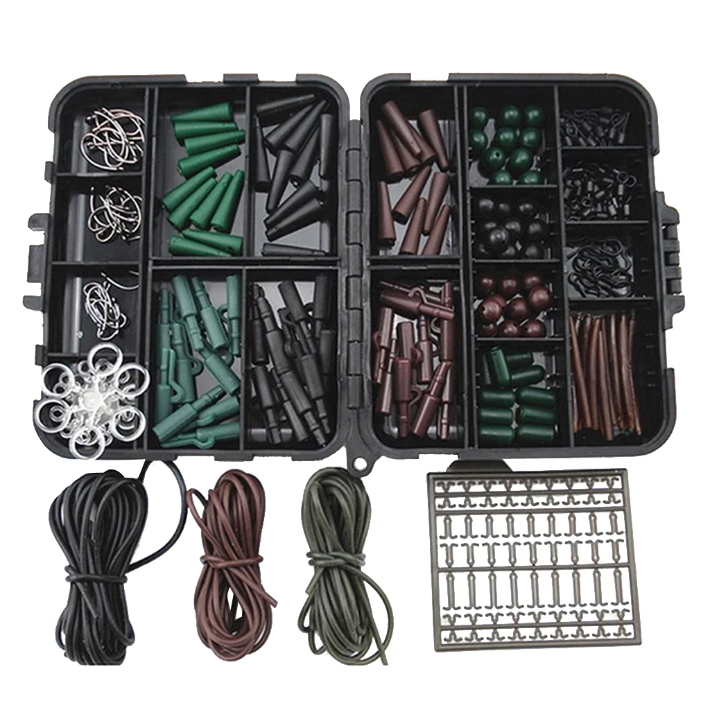 Carp Fishing Tackle Box Swivels Hooks Sleeve Rubber Tube Clip Bead Hair Rigs Fishing Tackle Boxes