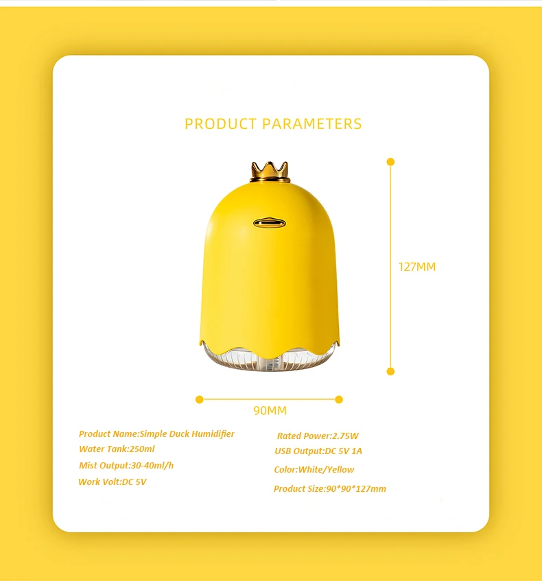 Portable Car USB Air Humidifier Ultrasonic Mist Maker Fogger High Quality Essential oil Diffuser Funny Yellow Duck Aroma Difusor