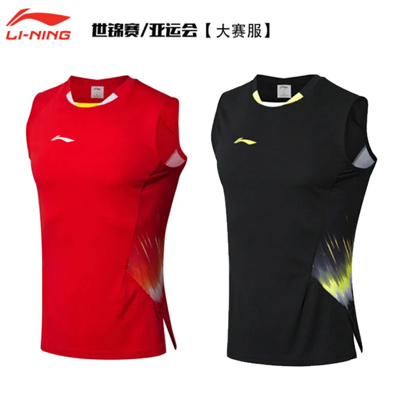Li-Ning мужской костюм для соревнований по бадминтону национальная команда спонсор комфортная подкладка дышащие футболки без рукавов AVSN291 COND18