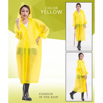 

Fashion EVA Women Man Raincoat Thickened Waterproof Rain Poncho Coat Adult Clear Transparent Camping Hoodie Rainwear Suit