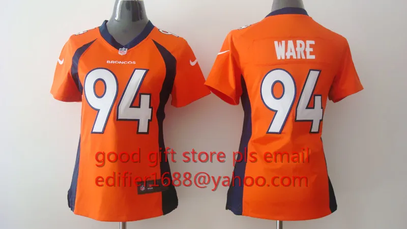 Сшитые женские футболки Denver s ladies 94 demarus Ware 7 John Elway 58 Von Miller 88 Demaryius Thomas 30 Anthony Davis - Цвет: Серебристый