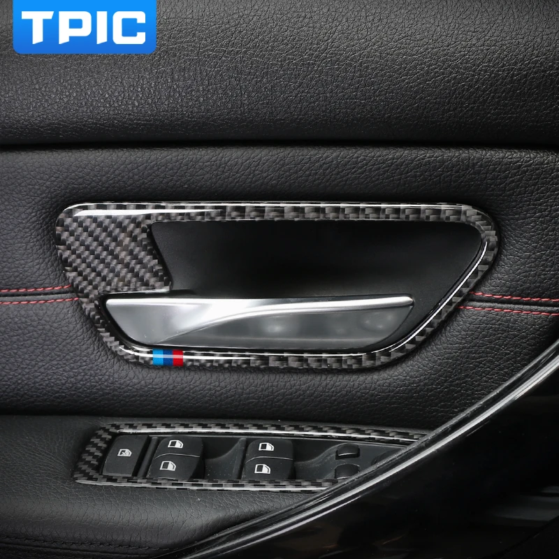

Interior Carbon Fiber Car Door Handle Bowl Decal stickers Trim Cover Car styling For BMW F30 2013-2018 3GT 3 Series accessaries