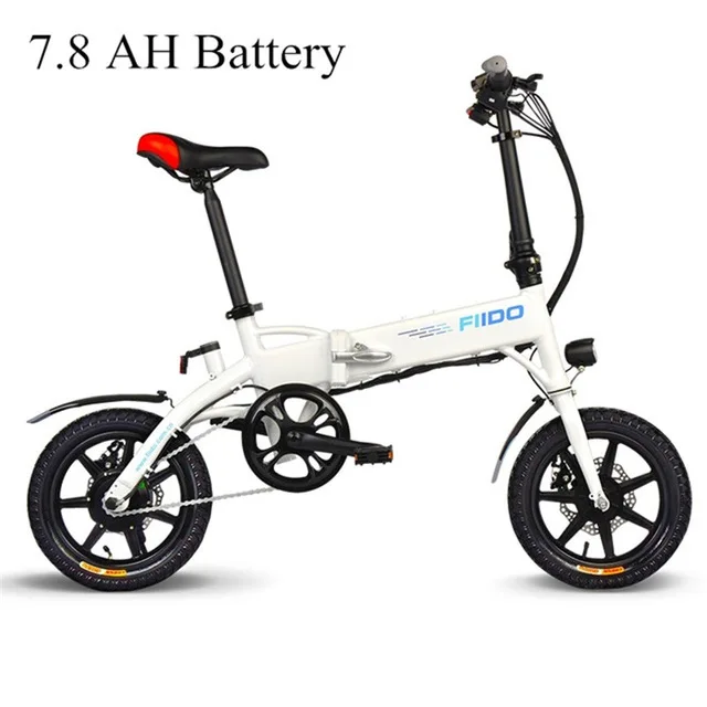white 7.8ah Fiido D1 Folding Electric Bike Two Wheels Electric Bicycle 14 Inch 36V 250W Mini Adults Electric Scooter With Seat - Цвет: white 7.8ah
