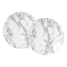 2-Pack Встроенная виниловая скатерть круглая с эластичным краем-подходит для 47 дюймовых столов(черный мрамор