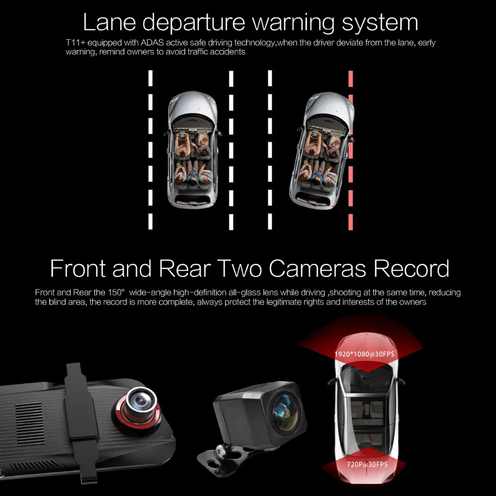 Dvr dash cam era dash cam Автомобильный видеорегистратор зеркало двойной объектив камера заднего вида dashcam Авто рекордер Видео Расширенная система помощи водителю